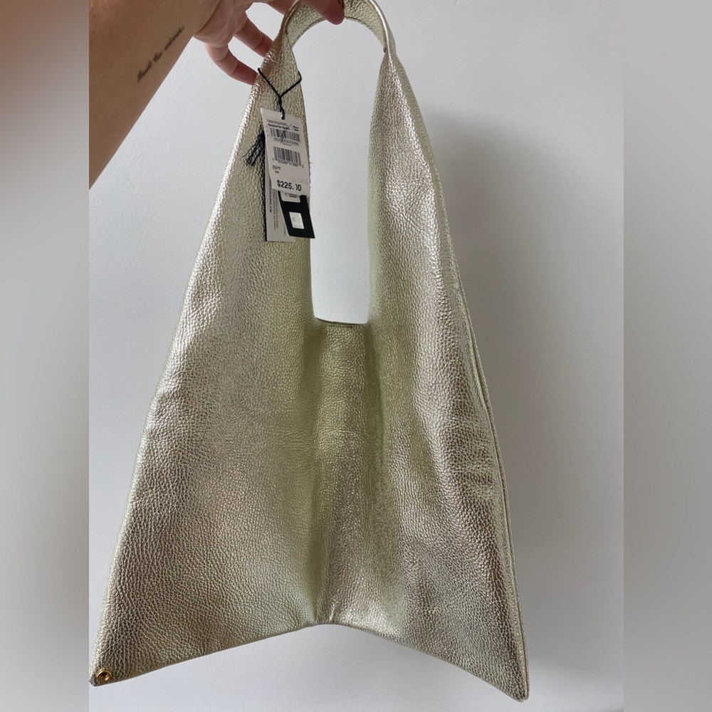 Gold leather hobo bag